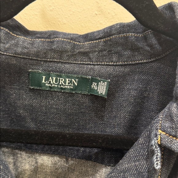 Lauren Ralph Lauren
Split Point Collar Short Sleeve Denim Shift Dress SZ 2X - Picture 4 of 11